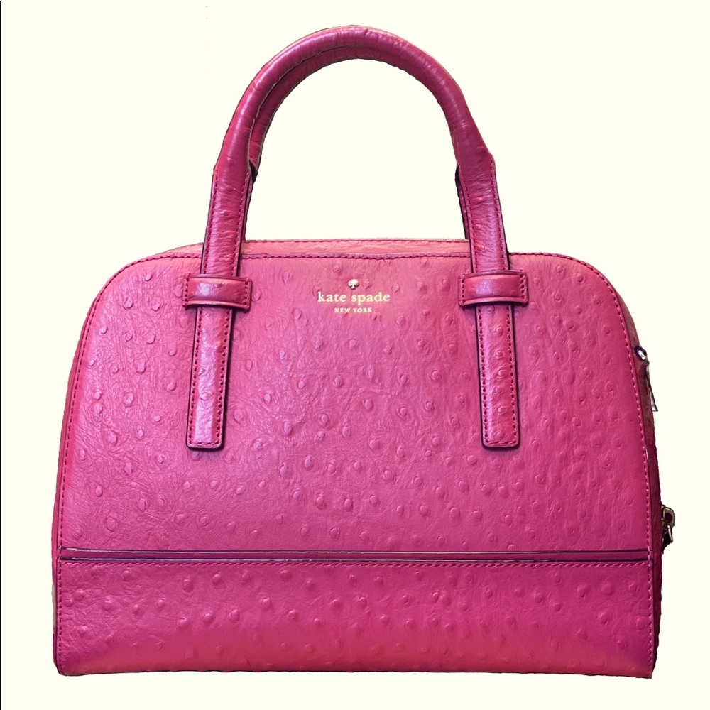 Kate Spade Riverside Street Ostrich Embossed Pink Leather Small Felix Satchel